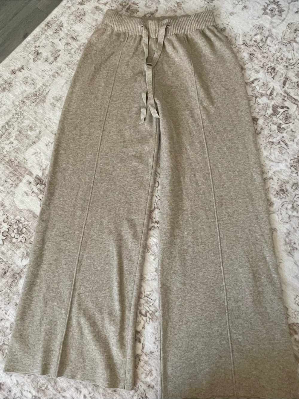 Wide-Leg Knit Lounge Pants — Taupe